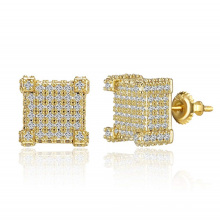 Iced Out Square Stud Earring for Men and Women 18k Gold plated Hypoallergenic   Hip Hop Cool Boys Jewelry